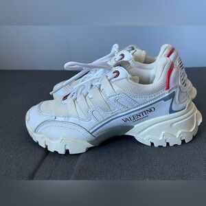 Valentino White Sneakers with Red Highlights